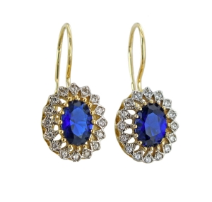 Złote Efektowne Kolczyki Markizy z Cyrkoniami na Biglu - pr. 585