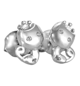 Piękne Srebrne Kolczyki Rodowane Kotki z Cyrkoniami !!!