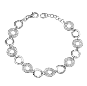 Piękna Srebrna Rodowana Bransoletka Fantazyjny Ażur - JAKOŚĆ !!!