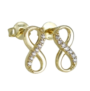 Piękne Złote Kolczyki Nieskończoność z Cyrkoniami na sztyft pr. 585