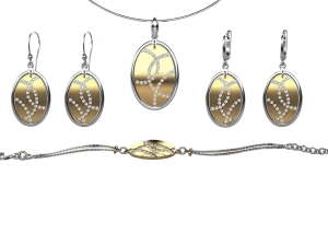 Przepiękny Srebrny Komplet Rodowany,Pozłacany z Cyrkoniami  !