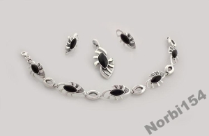 Srebrny Komplet z Onyksem Najnowszy Wzór!Polecam! 2