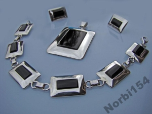 Komplet Srebrny z Onyksami -  Najnowszy Wzór!!! 2