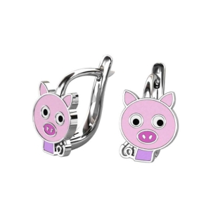 Srebrne Rodowane Kolczyki Różowe Świnki na Angliku !