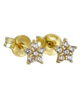 Piękne Złote Kolczyki Gwiazdki z Cyrkoniami - próba 585 !