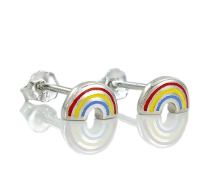 Piękne Srebrne Rodowane Kolczyki Tęcza !!!