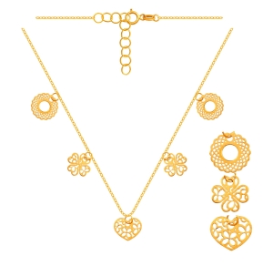 Piękny Złoty,Modny i Popularny Naszyjnik Gwiazd i Celebrytek Pięć Ażurków pr.585