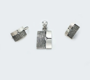 Piękny Srebrny Komplet Oksydowany z Cyrkoniami Solidny,Gustowny i Efektowny !!! M-2