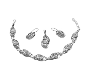 Srebrny Oksydowany Komplet z Cyrkoniami !