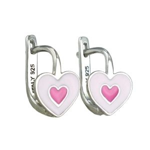 Srebrne Rodowane Kolczyki Serca na Angliku !