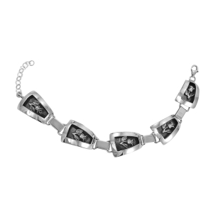 Srebrna Oksydowna Efektowna Bransoletka z Różami !!! 