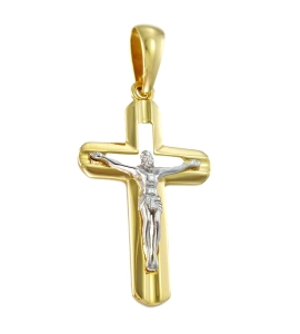 Prosty Złoty Krzyż z Jezusem Chrystusem - Próba 585