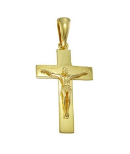 Prosty Złoty Krzyż z Jezusem Chrystusem - Próba 585