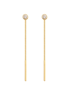 Świetne Złote Przewlekane Kolczyki z Cyrkonią - pr. 585