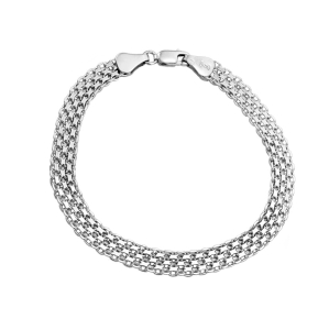 Piękna Srebrna Rodowana Bransoletka BISMARCK Solidna 0,6 cm. Szeroka !