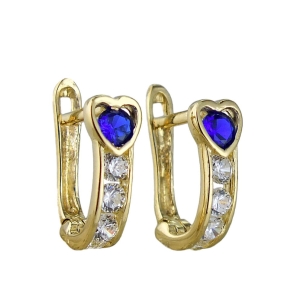 Złote Kolczyki Przecinki Serca z Cyrkoniami - próba 585