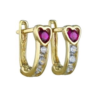 Złote Kolczyki Przecinki Serca z Cyrkoniami - próba 585