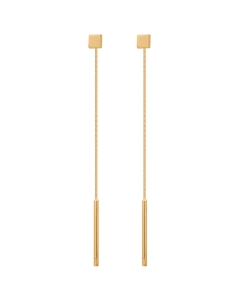 Świetne Złote Przewlekane Przez Ucho Kolczyki Zakończone Kwadratem !