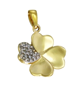  Złoty Wisiorek Koniczynka z Cyrkoniami - Pr. 585