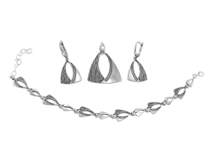 Srebrny  Oksydowany Komplet z Cyrkoniami !!! Polecam !