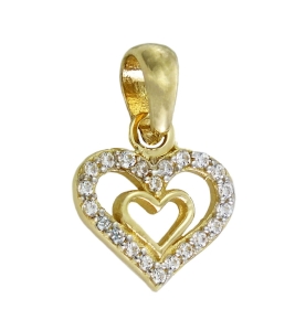 Piękne Złote Delikatne Serce z Cyrkoniami  - Pr. 585