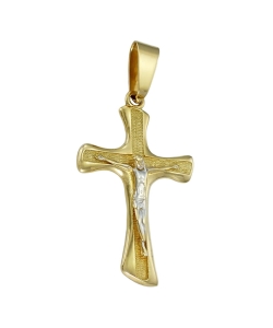Złoty Duży Krzyż z Panem Jezusem Dwustronny - Próba 585 JAKOŚĆ