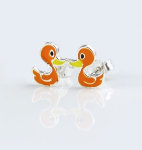 Piękne Srebrne Kolczyki "Cudne Kaczuszki" K-4