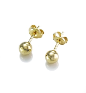 Piękne Złote Kolczyki Gładkie Kulki 5 mm na sztyft pr. 585