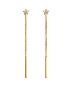 Świetne Złote Przewlekane Kolczyki Kwiatuszki z Cyrkoniami - pr. 585