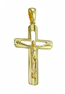 Prosty Złoty Krzyżyk z Jezusem Chrystusem - Próba 585