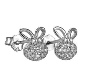 Piękne Srebrne Rodowane Kolczyki Króliczki,Zajaczki !!!