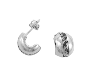 Piękne Srebrne Zgrabne Kolczyki z Greckim Wzorem !!!