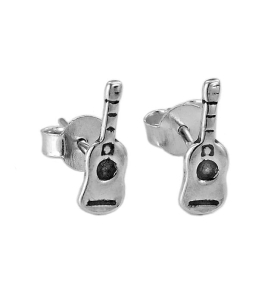 Piękne Srebrne Rodowane Kolczyki Gitary !!!