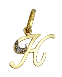 Złoty Wisiorek Literka H z Cyrkonią - pr. 585 Jakość !