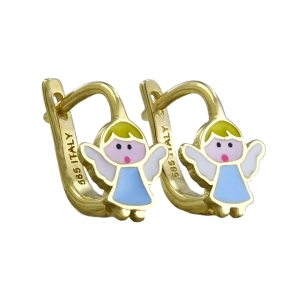 Złote Kolczyki Aniołki na Angliku - próba 585