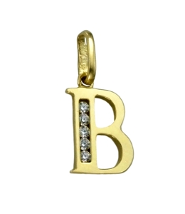 Złoty Wisiorek Literka  B z Cyrkoniami - pr. 585