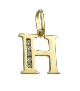 Złoty Wisiorek Literka H z Cyrkoniami - pr. 585