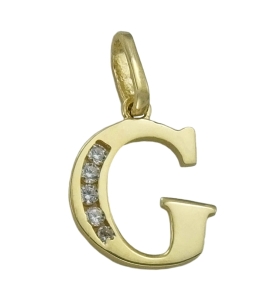 Złoty Wisiorek Literka G z Cyrkoniami - pr. 585