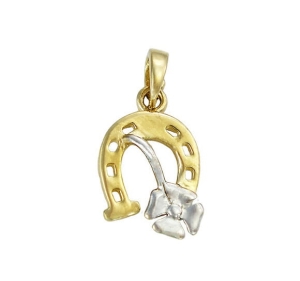 Złoty Wisiorek w Kształcie Podkowy Podkowa z Czterolistną Koniczynką pr. 585 Jakość !!!