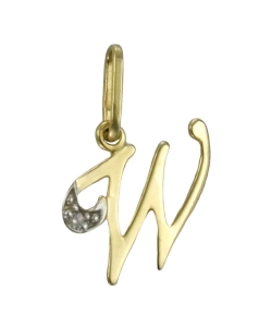 Złoty Wisiorek Literka W z Cyrkoniami - pr. 585