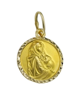 Złoty Medalik z Matką Boską i Dzieciątkiem - Próba 585