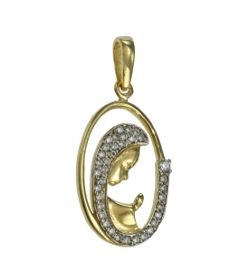 Złoty Medalik Matka Boska z Cyrkoniami - Próba 585