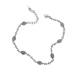 Srebrna Rodowana Bransoletka Łezki z Cyrkoniami - JAKOŚĆ !