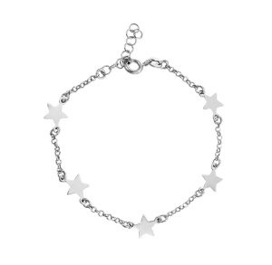 Srebrna Delikatna Rodowana Bransoletka z Gwiazdkami !