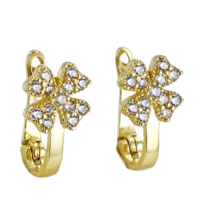 Piękne Złote Kolczyki Koniczynki z Cyrkoniami  - próba 585 !