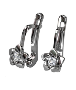 Piękne Srebrne Rodowane Kolczyki z Cyrkonią na Angliku - Fantazyjny Wzór !