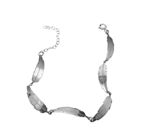 Srebrna Rodowana Bransoletka Liść  - JAKOŚĆ !