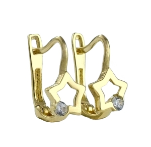 Piękne Złote Kolczyki Gwiazdki z Cyrkonią !