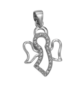 Srebrny Rodowany Aniołek z Cyrkoniami !