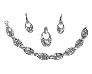 Srebrny Oksydowany Ażurowy Komplet Kwiatki ! !!! 